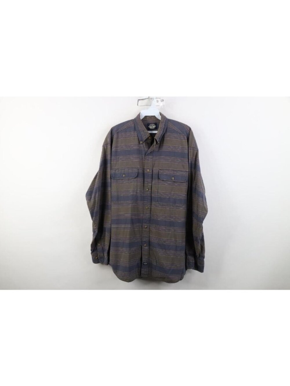 Vtg 90s Streetwear Mens XL Faded Earth Tone Striped Flannel Button Down Shirt